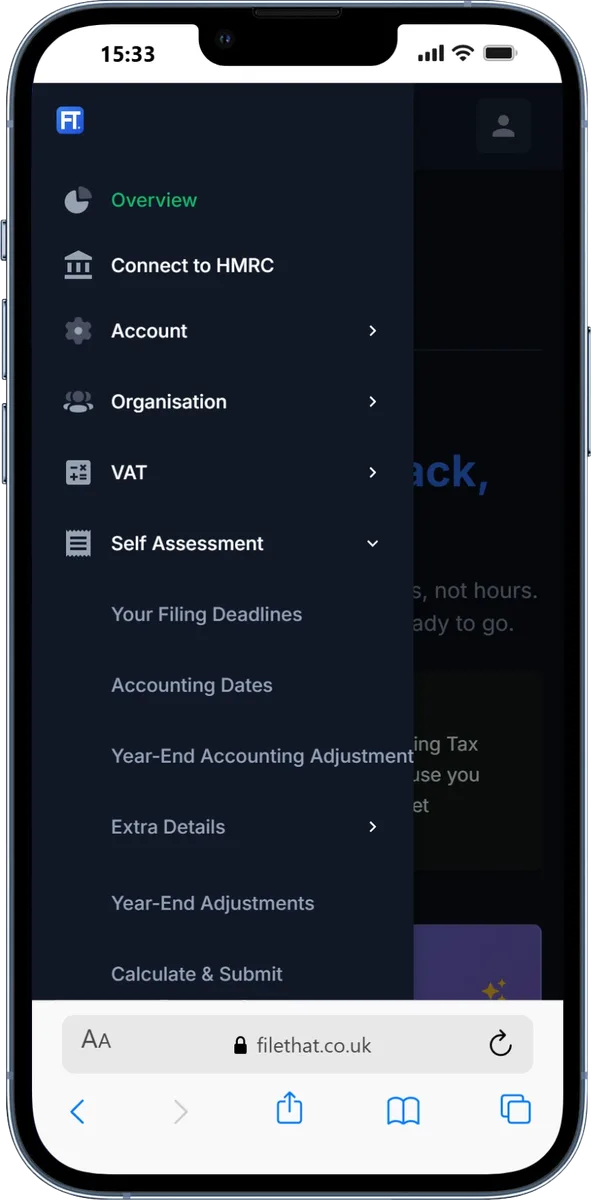 Self Assessment Features - Submit tax returns, view calculations, manage employment income, and track property income